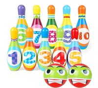 Jeu de Quilles 12 Pièces enfants, Quilles pour Enfants Jouet jeu de Quilles, jouet d'intérieur et d'extérieur Avec 10 Quilles et 2 Boules Jeux Montessori Cadeaux à Partir de 3 ans Garçons Filles