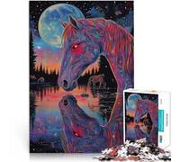 Jeu de Quiz Cheval aux Yeux Rouges Puzzle 1000 pièces pour Adolescents 50x75cm Chaque pièce est Unique - Jeu Familial Stimulant et Amusant