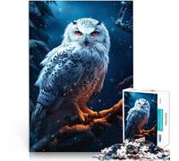 Jeu de Quiz Chouette des neiges épique et enneigée Puzzle 2000 pièces pour Adultes 70x100cm avec Affiche et Feuille de Questions correspondantes à partir de 14 Ans