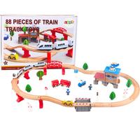 Jeu de rails de chemin de fer en bois Wagons de chemin de fer et bâtiments 88 El