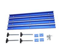 Jeu de rails de guidage à fente en T, 4 rails coulissants en alliage d'aluminium de 400 mm, curseurs M8 pour le travail du bois, plaque de presse, table de scie, bleu