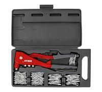 STIER Jeu de rivets aveugles avec pince à riveter manuelle et rivets aveugles 201 pièces, rivets 2,4 mm, 3,2 mm, 4,0 mm, 4,8 mm, pince à rivets, jeu de rivets