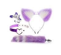 ̣ σ Jeu De Rôle Chat Renard Blanc Et Violet En Nylon 4 Pièces Avec Chatons Mignons ! Un Cadeau Original Pour Les Hommes Et Les Femmes