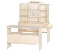 roba Grande Marchande Enfant en Bois non Traité - 8 Compartiments et 6 Tiroirs - Stand de Vente Spacieux avec 2 Comptoirs - Hauteur 120 cm - Naturel, Épicerie Grand