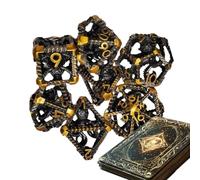 Jeu De Rôle Dés De Dragon - Construction En Métal Creux, Forme Polyédrique Deux Par Deux Par Centimètres, Conception De Sculpture Gravée Steampunk, Collection De Moulage De Nombres À Facettes Multiple