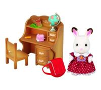 Jeu de rôle enfant Sylvanian Families 5016 Set bureau Lapin Chocolat Sœur avec accessoires Bureau, chaise, globe, sacoche, papeterie