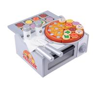 Jeu de rôles éducatifs pour four à pizza en bois avec four - Set de comptoir de pizza en bois pour Noël, anniversaire et vacances