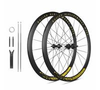 Jeu De Roues À Pignon Fixe 700C Jantes en Alliage D'aluminium À Double Paroi 30/40/50mm, Essieu Plein 100x9mm/120x10mm, Moyeu À Boulonner, Moyeu À Double Filetage Fixe, Frein À V(Gold,30mm)