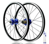 Jeu De Roues BMX 406/451 20in QR Avant Et Arrière Roues De Vélo Pliables Frein À Disque Moyeux 24H pour Cassette 7-12 Vitesses Jantes en Alliage D'aluminium À Double Paroi(406 Blue)