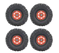 Jeu de roues en alliage avec pneus en caoutchouc pour camion crawler RC 1/10, pneus plus larges à bande de roulement profonde, roues en alliage durables offrant un fort (128mm)