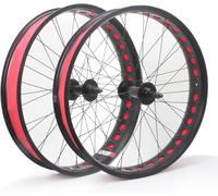 Jeu De Roues Fat Tire Bike 20/24/26X4,0" Jantes En Alliage D'aluminium Pour Vélos, Pneus Neige/Plage, Boulonnés Sur Axe 135 Mm/195 Mm, Moyeux 36H, Frein À Disque, Pour Roue Libre Rotative 7-10S,24inch