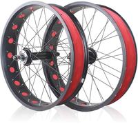 Jeu De Roues Fat Tire Bike 20/24/26X4,0" Jantes En Alliage D'aluminium Pour Vélos, Pneus Neige/Plage, Boulonnés Sur Axe 135 Mm/195 Mm, Moyeux 36H, Frein À Disque, Pour Roue Libre Rotative 7-10S,20inch