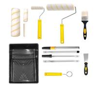 Jeu de rouleaux pour peinture | Rouleaux pour peindre les murs, pinceau ergonomique anti-peluches pour bords avec poteau extensible et plateau pour textures sur meubles et murs