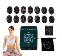 Jeu de runes en bois, jeu de runes de sorcière avec guide, jeu de runes de sorcières mystiques en bois de 14 pièces, guide complet des runes de sorcière avec guide de divination, outils de A