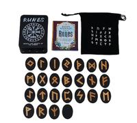 Jeu de runes vikiing - Jeu de jeux de divination mythologique, runes d'outils 'autel | Ensemble sculpté en bois Symboles de runes noires runes vikiing runes, 25pcs Mythology Rune Divination Game