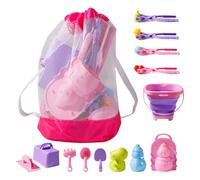 Jeu de Sable pour - kit de Jouets de Plage en Plein air avec Seau Pliable et Sac en Maille de Stockage | Comprend des moules de Sable, Une Pelle et Un râteau, Un Jouet d'activité d'été