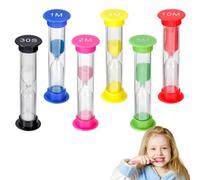 Jeu de Sabliers Colorés en Plastique et Verre - Chronomètres de Sable - 6 Pièces : 30s, 1m, 2m, 3m, 5m, 10m - Gestion du Temps pour Enfants, École, Bureau, Cuisine - Design Compact et Résistant