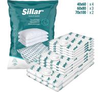 Jeu de sacs à vide Sillar avec 9 pièces Tailles : 40x60 60x80 70x100 | Jeu de sacs à vide pour le rangement des vêtements, de la literie
