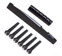 Jeu de sillet de guitare acoustique à 6 cordes, sillet de selle et chevalet - Pièces de rechange en plastique pour guitares acoustiques standard (blanc/jaune/noir)