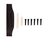 Jeu de sillet et chevalet en os avec chevilles en bois pour guitare acoustique à 6 cordes, kit de remplacement de sillet et chevalet en os de qualité supérieure et composants en bo