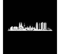 Jeu de Skyline de Barcelone et de Skyline de la ville espagnole Stickers lettrage 43x221.6cm Peinture murale artistique Blanc