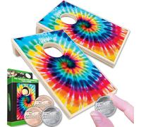Jeu de soci t Coinhole avec pi ces rebondissantes | Jeu de cornhole de bureau | Mini jeu de cornhole avec pi ces (jeu complet tie-dye)
