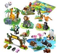 Jeu de Société 2-en-1 Zoo à Construire - Plateau de Jeu avec 23 Animaux, Dés et Véhicules - Jouet Éducatif et Créatif HOGOKIDS pour Enfants 6-12 Ans G