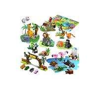 Jeu de Société 2-en-1 Zoo à Construire - Plateau de Jeu avec 23 Animaux, Dés et Véhicules - Jouet Educatif et Créatif pour Enfants 6-12 Ans