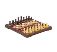 Cayro – Jeu d'échecs et dames 450 – Magnétique, jeu de voyage, 2 joueurs – Beige