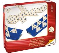 Cayro - Dominos - + 8 Ans - Modèle Triangulaire - Jeu De Société Éducatif pour Enfants Et Adultes - 1 Boîte en Métal, 56 Pièces Et 4 Supports - 2 À 4 Joueurs