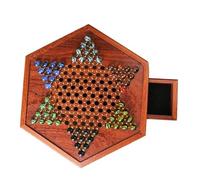 Jeu De Société Classique En Bois, Dames Chinoises, Échiquier Fin, 6 Couleurs, Marbres De Verre, Ensemble Multijoueur Amusant