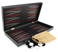 Jeu De Société De Luxe Backgammon Tavla XXL Classique Cuir Noir