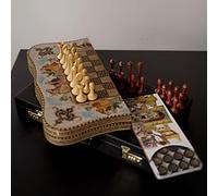 Jeu de Société de Luxe - Plateau Réversible Échecs & Backgammon - Marqueterie Persane Khatamkari - pour Collectionneurs & Amateurs d’Art - Idée Cadeau Élégante - Jeu Adulte (Layli o Majnun, Multi)