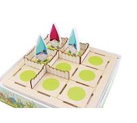 Jeu de Société Éducatif pour Enfants 4 Ans et Plus - Bonheur et Harmonie - 16 Nains en Bois pour Apprendre les Formes, Quantités et Surfaces, Réflexion - Jeu avec Variante Tic-Tac-Toe - 2 Joueurs