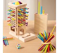 Jeu de Société en Bois, 40 Bâtons en Bois Colorés Jeux de Dés Mathématiques Jouets Éducatifs, Jouets de Motricité Fine et Comptage Jeux de Familial et Voyage Enfants