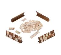 Jeu de société en bois - ENGELHART - Rummy en bois - 2-4 joueurs - Coffret bois - Tuiles numérotées acacia