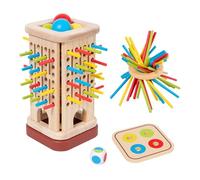 Jeu De Société En Bois - Ensemble De Tour Familiale, Dés Colorés, Entraîneur De Motricité Fine, Défi De Pensée Logique | Jouet De Jeu Interactif Pour, Entraînement De Patience En Famille Présc