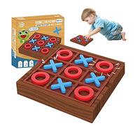 Jeu De Société - en Bois Et Tick Tac Toe | Jeux De Table pour Enfant Et Adultes, Plateau Décoratif pour Table Basse | Jeu De Stratégie Solo, Divertissement Adapté Aux Voyages