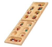 Jeu de société en bois pliable Mancala avec 48 pierres précieuses colorées, jeux de société Klaha, jeux de société pour fêtes de famille - design pliable et portable