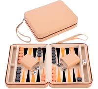 Engelhart Pochette Backgammon voyage 250501 9 pouces Beige - Zip, intérieur feutré vert/rouge/blanc