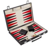 Engelhart Backgammon 250505 - Rouge Noir Blanc 36 cm - Simili cuir, 5 dés, 2 gobelets