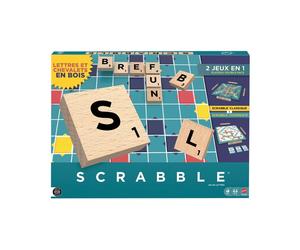 Jeu de société Mattel Scrabble Classic 2-en-1 plateau double face tuiles bois naturel