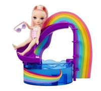 Rainbow High Littles Pool Day with Blush Coffret de Jeu - Petite Poupée Rose de 14 cm, Piscine avec Toboggan Arc-en-Ciel, Accessoires, Support à Smoothie, pour Les Enfants de 4 Ans et +