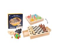 Jeu de société - MGM - MGM-140713 - Bois FSC - 3 en 1 (Échecs, Dames, Petits Chevaux) - Pour enfants