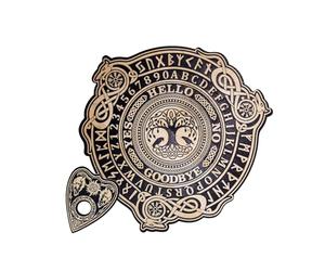 Jeu de société parlant en bois motif crâne/oiseau/arbre avec planchette métaphysique Outil de discours de radiesthésie avec Planchette