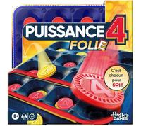 Jeu de société Puissance 4 Folie - ZVVN - Version rapide - Dès 8 ans - Rouge et Jaune - 26x26 cm - 44 pions - Compact