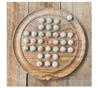 Jeu de société solitaire en bois de mangue de 30 cm de diamètre avec billes de verre panamériques | | jeu classique de solitaire en bois | jeu de société de stratégie | jeu de société familial | jeux