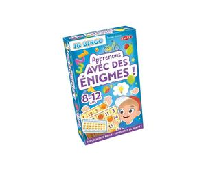 Jeu de société Tactic IQ Bingo Apprenons avec des énigmes, 2 à 6 joueurs, 100 défis, jeu de logique pour enfants 8-12, cartes bingo et jetons, multicolore