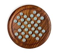 Jeu de Solitaire Classique en Bois de 30 cm avec Flocons de Neige Blancs et Billes de Verre Aqua | Société de Stratégie Familial