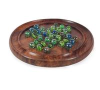 Jeu de Solitaire en Bois avec Billes - Plateau Rond Élégant Jeu de Réflexion - 22 cm